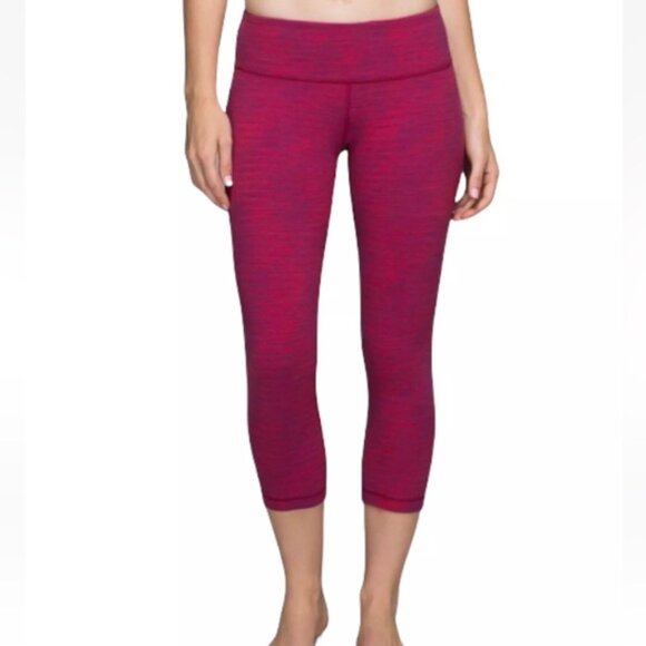 LULULEMON   * Wunder Under Crop II Diamond Jacquard Space Dye Bumble Berry Sz 4 - Picture 16 of 16